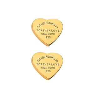 Gold Heart Earrings  Forever Love New York  NEW